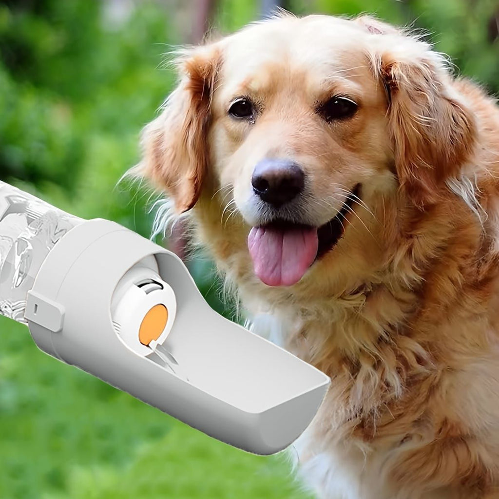 Portable Dog Water Bottle – Leak-Proof Pet Water Dispenser with Food Storage, Ideal for Outdoor Walks, Camping, and Travel (Grey)