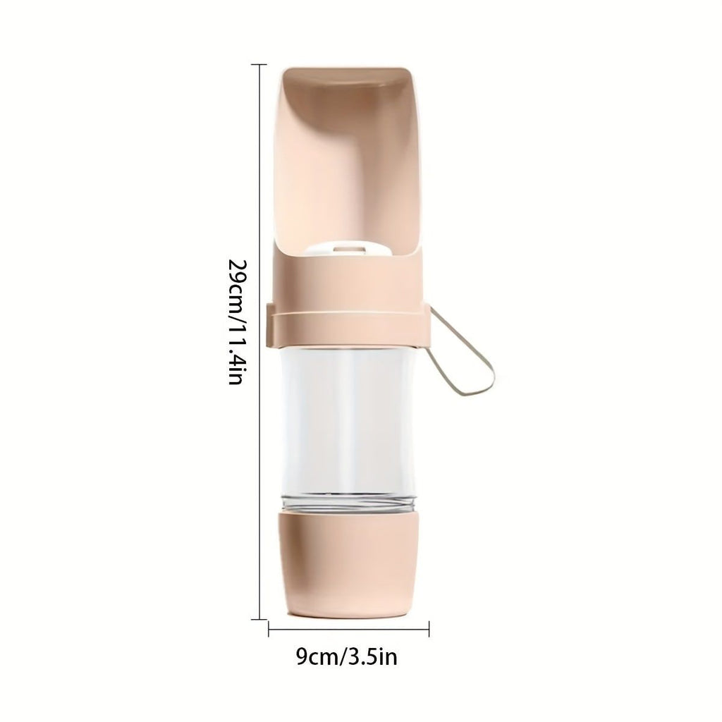 Portable Dog Water Bottle – Leak-Proof Pet Water Dispenser with Food Storage, Ideal for Outdoor Walks, Camping, and Travel (Grey)