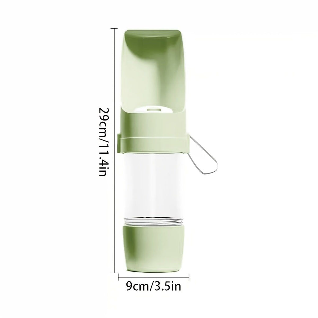 Portable Dog Water Bottle – Leak-Proof Pet Water Dispenser with Food Storage, Ideal for Outdoor Walks, Camping, and Travel (Grey)