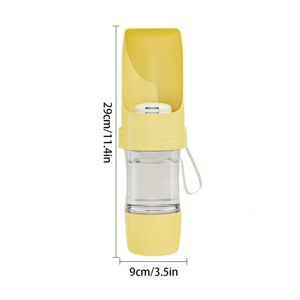 Portable Dog Water Bottle – Leak-Proof Pet Water Dispenser with Food Storage, Ideal for Outdoor Walks, Camping, and Travel (Grey)