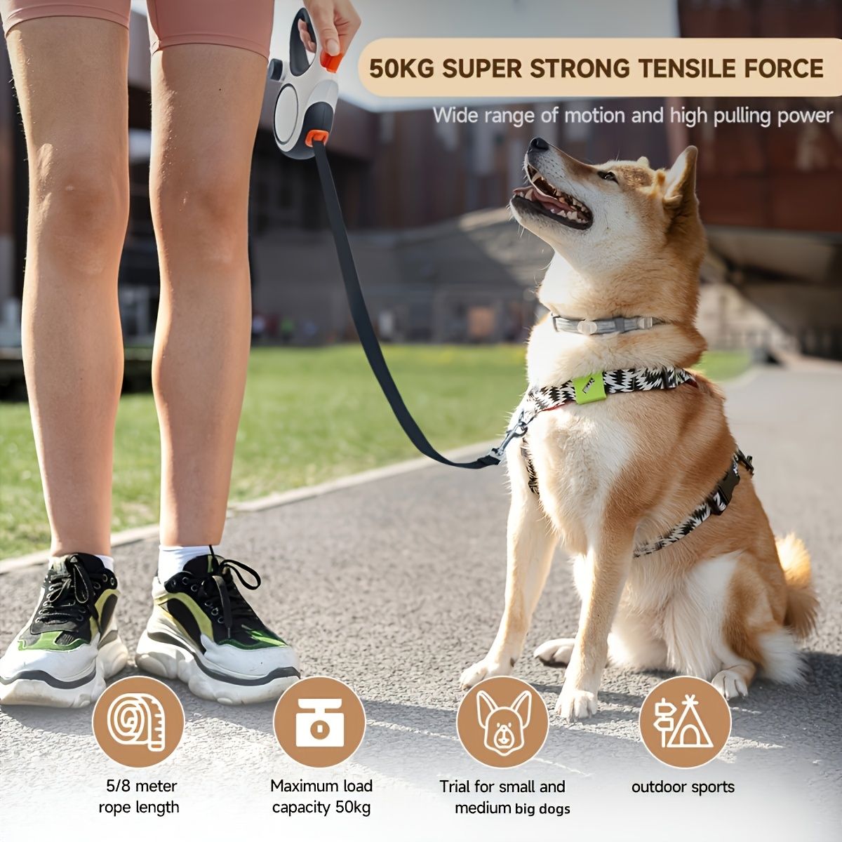 White retractable dog leash, strong dog leash, dog walking leash, small and medium dog leash, outdoor dog leash, Australia, durable dog leash, dog lead