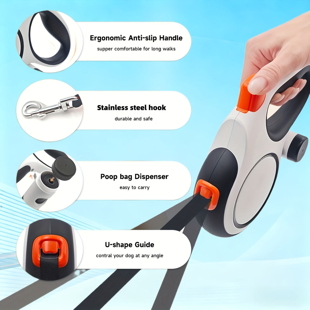 White retractable dog leash, strong dog leash, dog walking leash, small and medium dog leash, outdoor dog leash, Australia, durable dog leash, dog lead