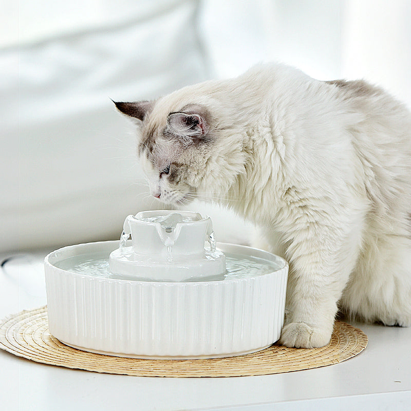 YES4PETS Porcelain Electric Pet Water Fountain Dog Cat Ceramic Water Feeder Bowl Dispenser