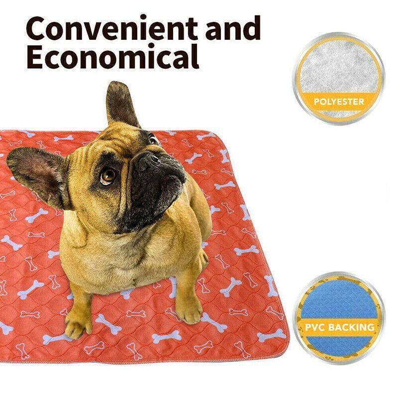 Orange Washable Pet Dog Cat Training Pee Pads Cushion Bed Absorbent Mat - 80X90cm