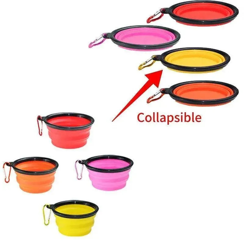 Foldable Silicone Pet Bowl Portable Travel Feeder for Dog and Cat - Blue