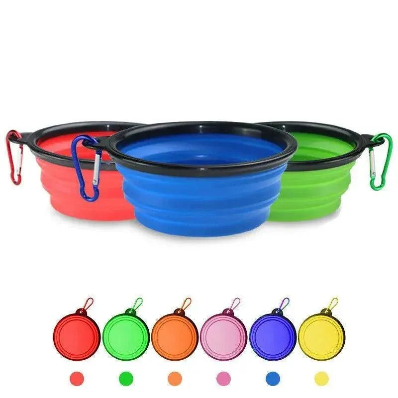 Foldable Silicone Pet Bowl Portable Travel Feeder for Dog and Cat - Blue
