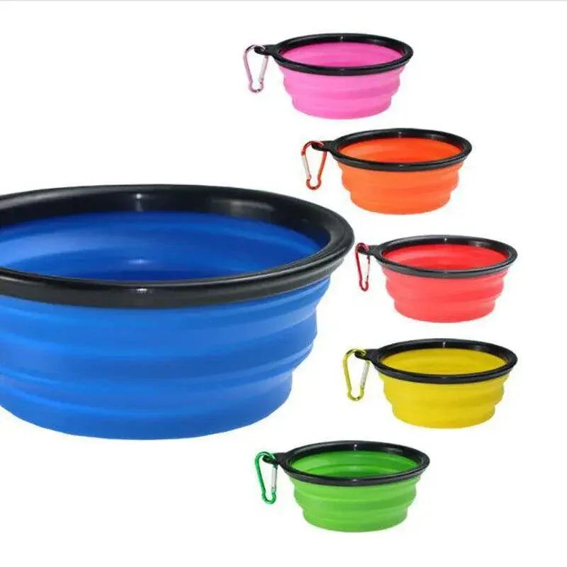 Foldable Silicone Pet Bowl Portable Travel Feeder for Dog and Cat - Green