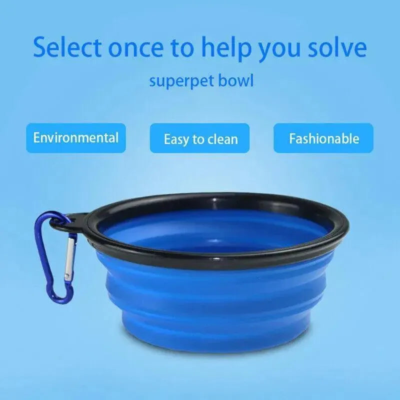 Foldable Silicone Pet Bowl Portable Travel Feeder for Dog and Cat - Green