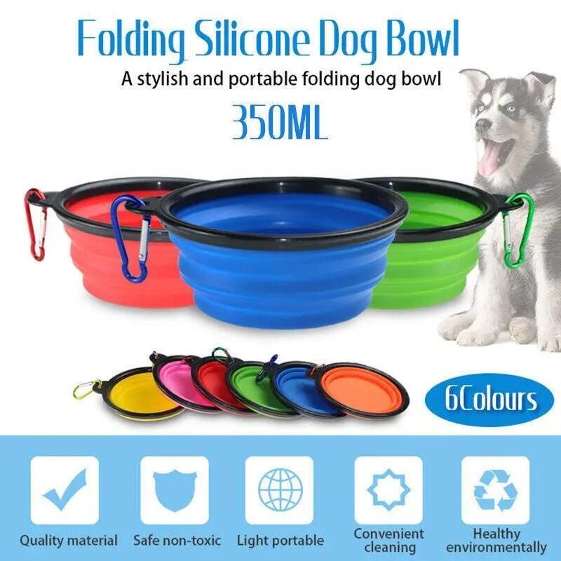 Foldable Silicone Pet Bowl Portable Travel Feeder for Dog and Cat - Orange