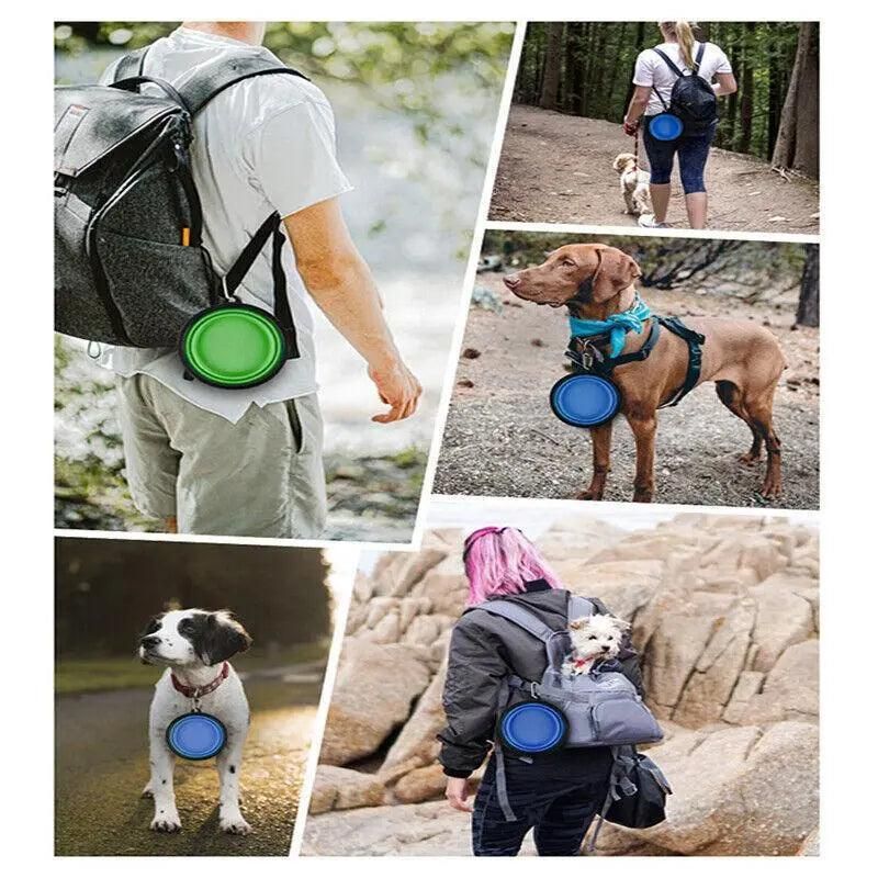 Foldable Silicone Pet Bowl Portable Travel Feeder for Dog and Cat - Orange
