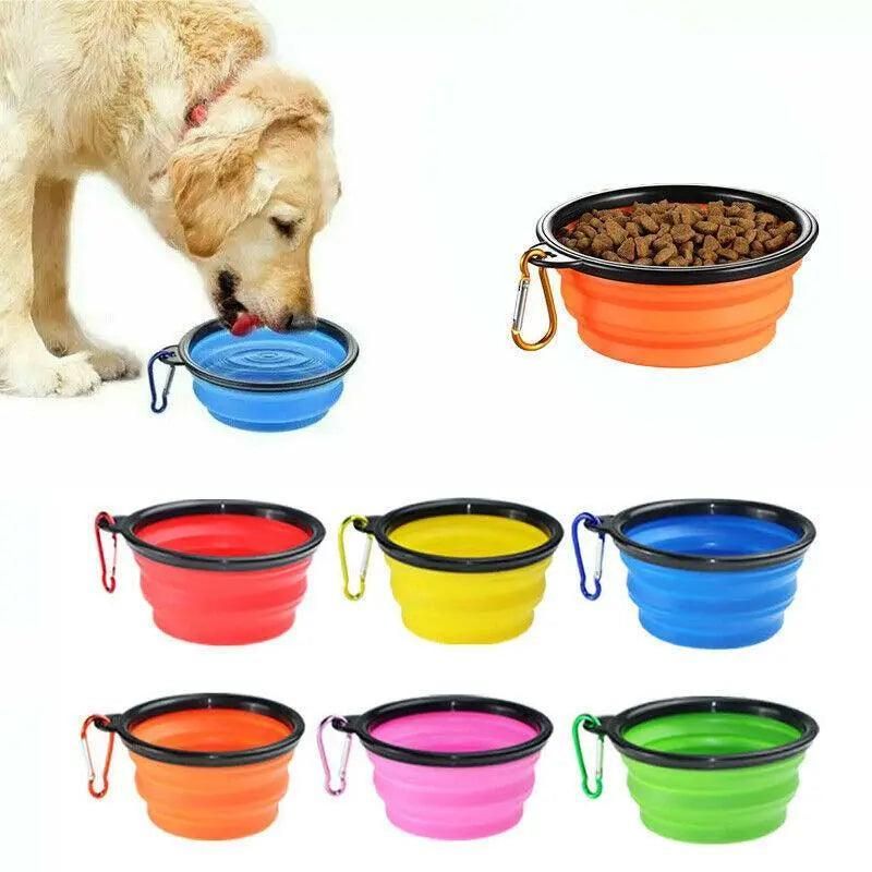 Foldable Silicone Pet Bowl Portable Travel Feeder for Dog and Cat - Red