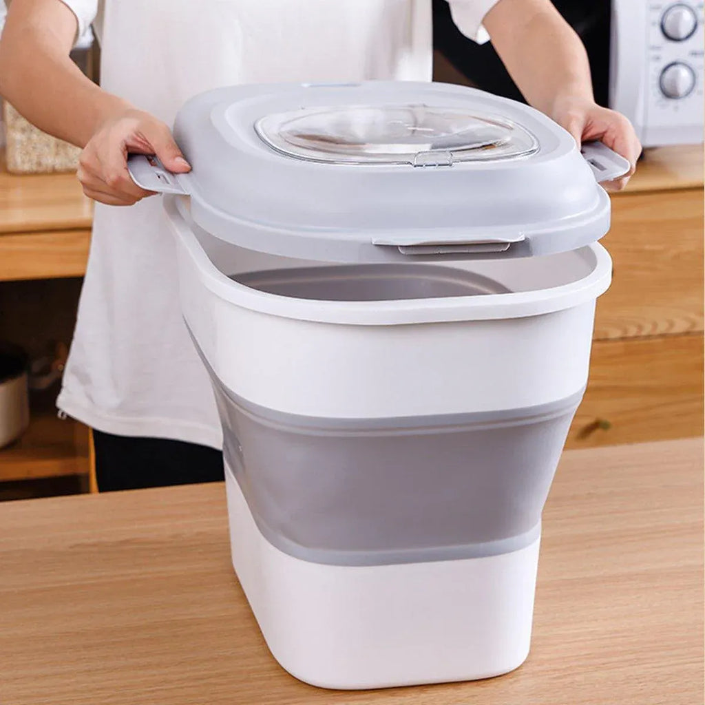Large Capacity Pet Food Storage Box Foldable Design with Seal Lid - Green