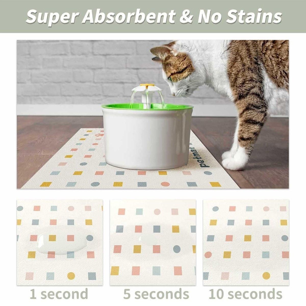Pet Feeding Mat Dogs Cats Absorbent Non Slip Pet Placemat Waterproof Mat - Brown