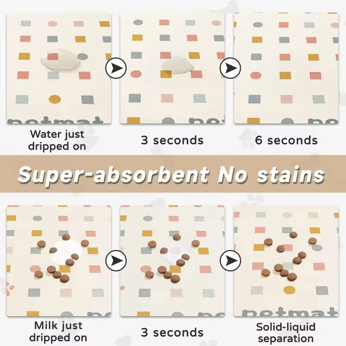 Pet Feeding Mat Dogs Cats Absorbent Non Slip Pet Placemat Waterproof Mat - Brown