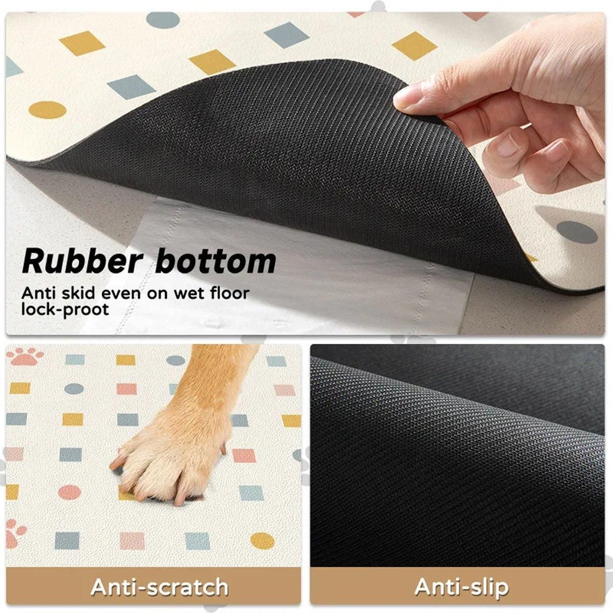 Pet Feeding Mat Dogs Cats Absorbent Non Slip Pet Placemat Waterproof Mat - Brown