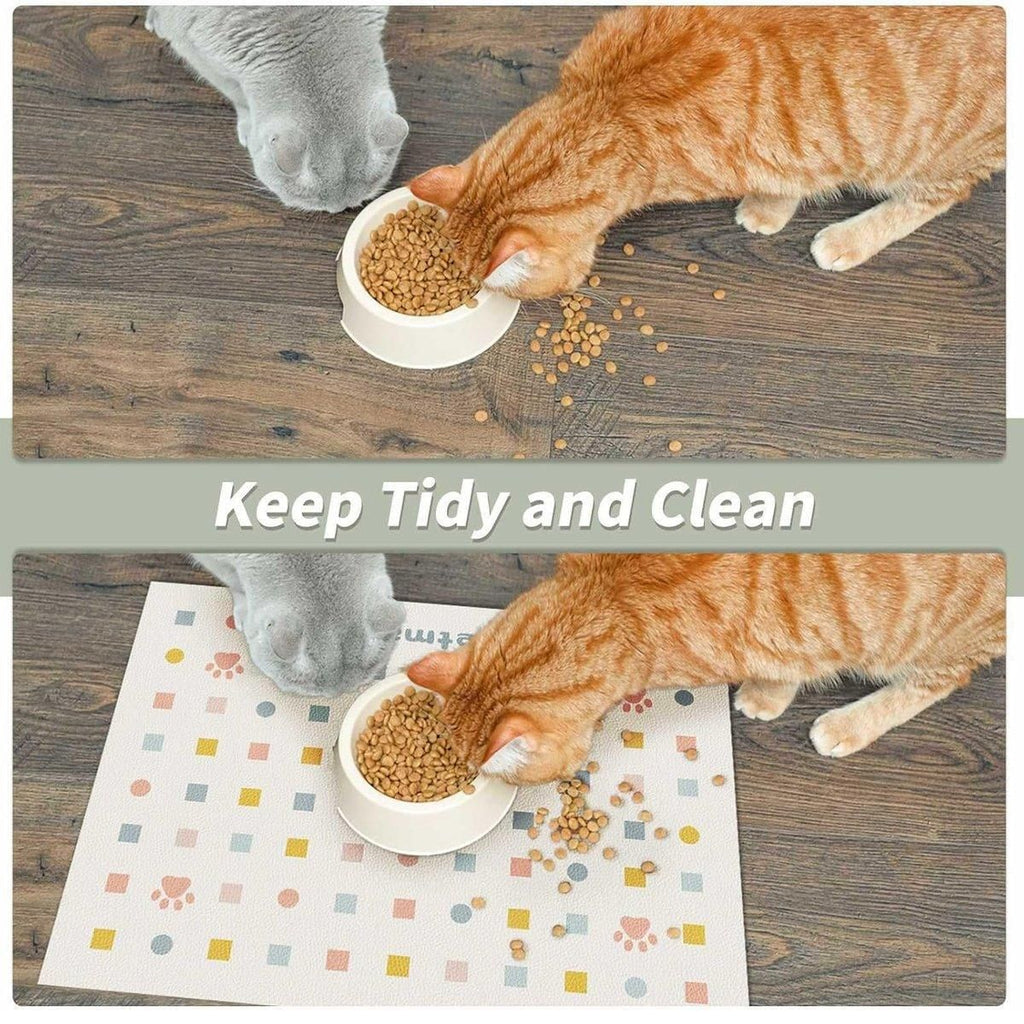 Pet Feeding Mat Dogs Cats Absorbent Non Slip Pet Placemat Waterproof Mat - Beige