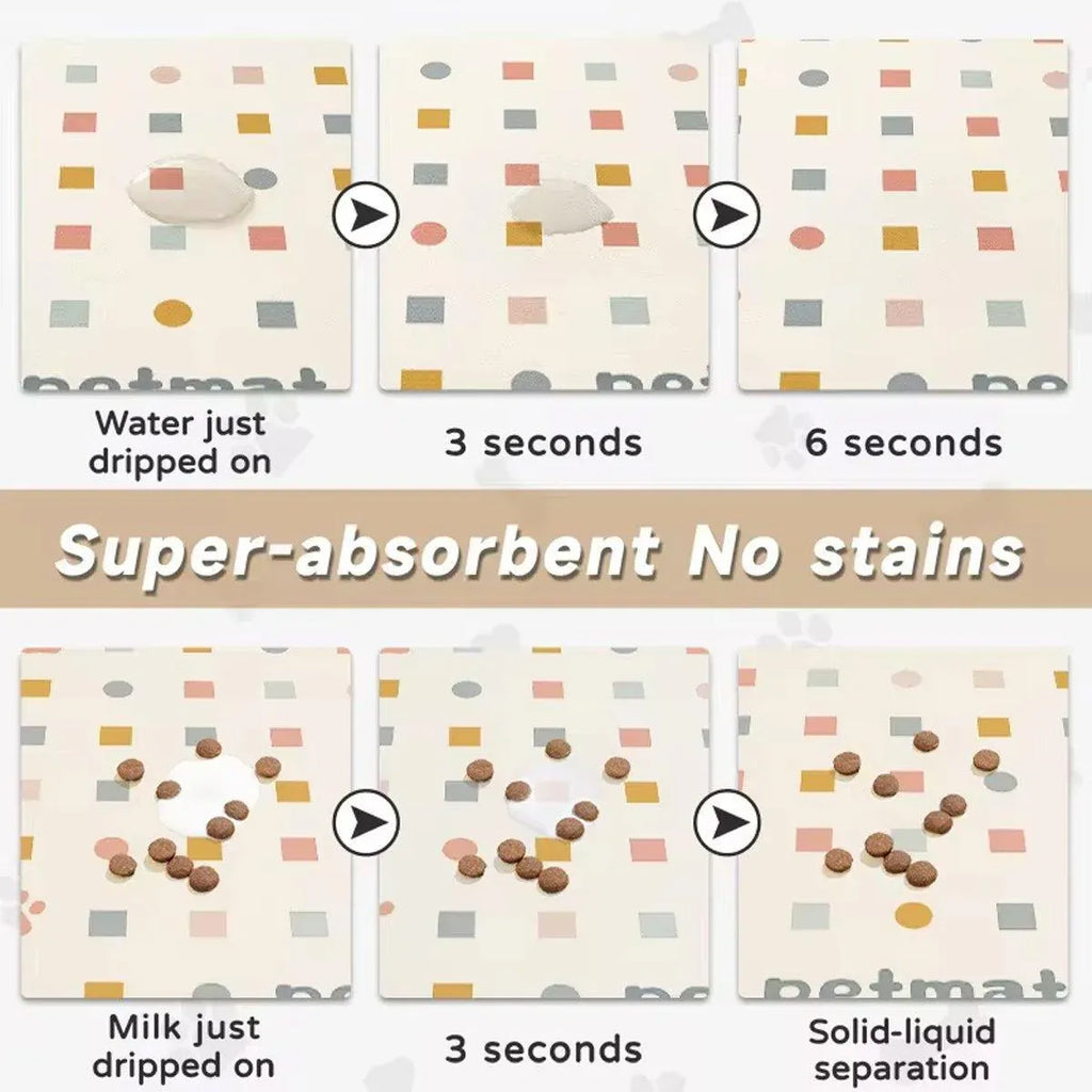 Pet Feeding Mat Dogs Cats Absorbent Non Slip Pet Placemat Waterproof Mat - Beige