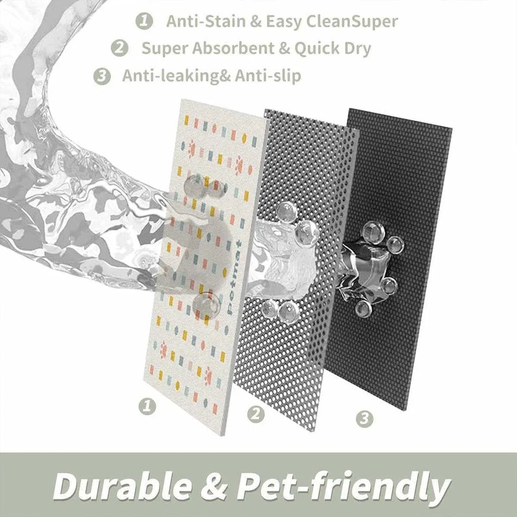 Pet Feeding Mat Dogs Cats Absorbent Non Slip Pet Placemat Waterproof Mat - Light Grey