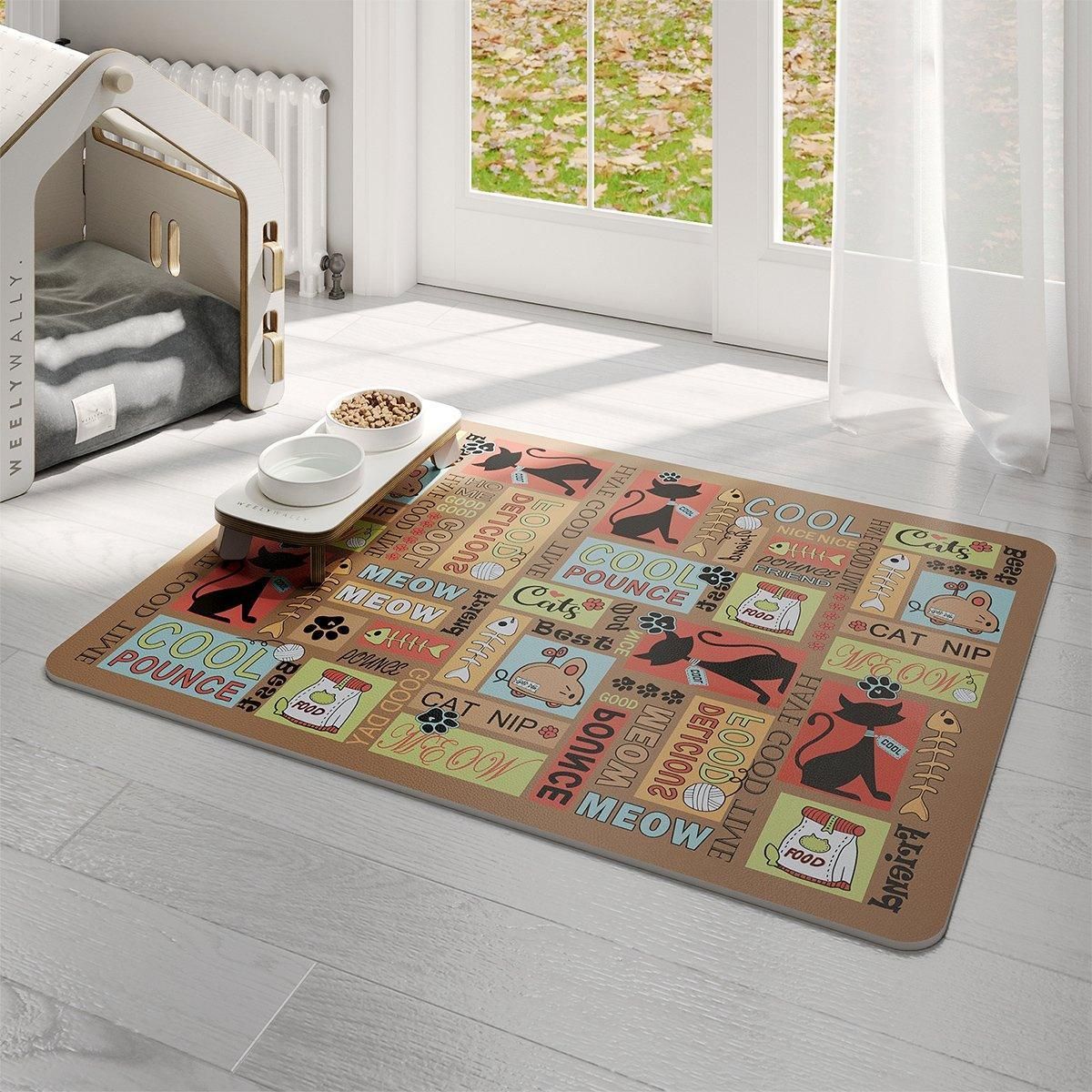 Waterproof Pet Floor Mat Carpet For Dog Cage Feeding Area Anti Slip Washable - Dog-White