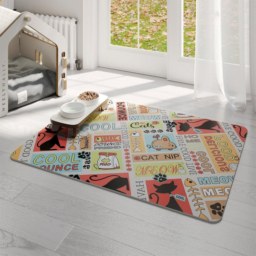 Waterproof Pet Floor Mat Carpet For Dog Cage Feeding Area Anti Slip Washable - Dog-White