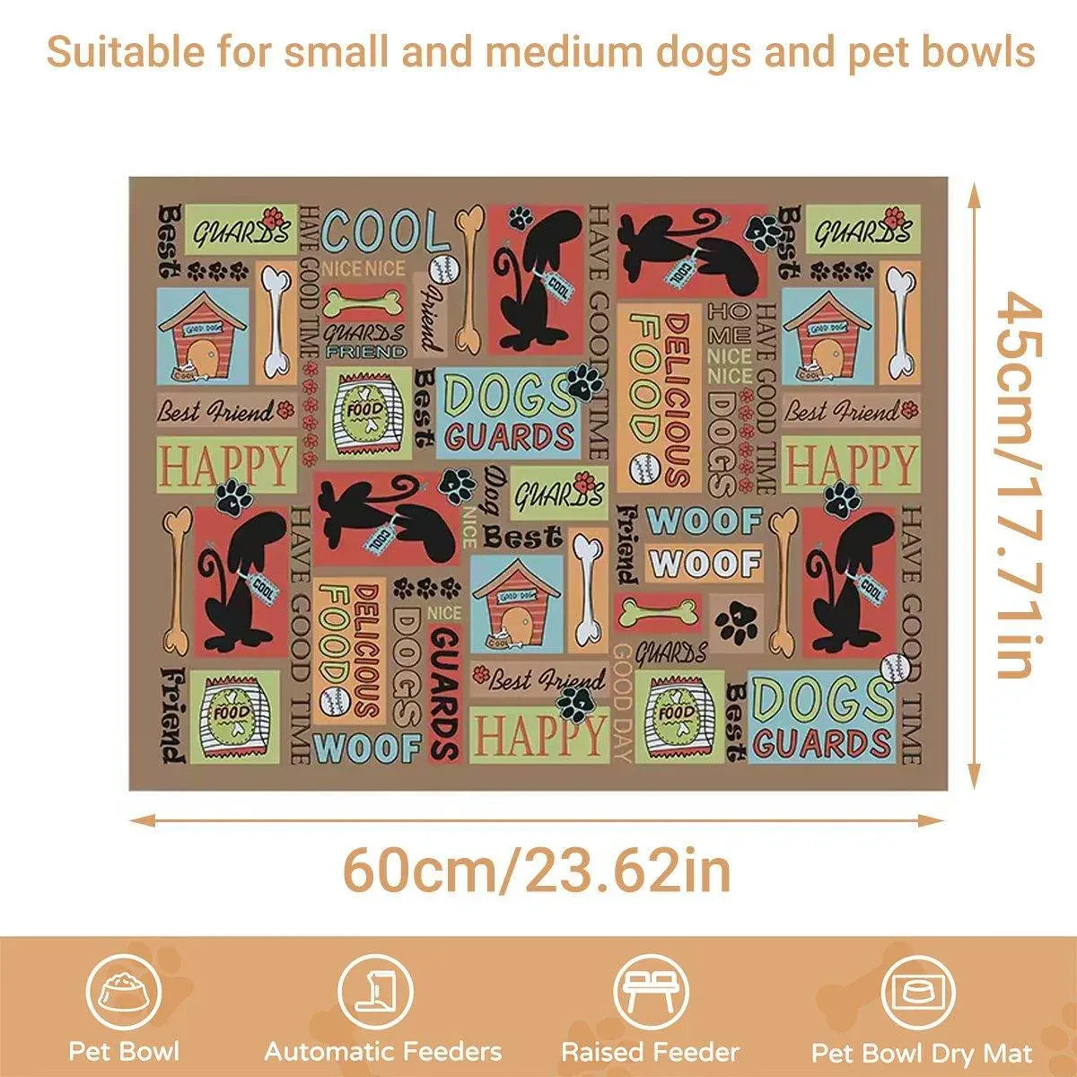 Waterproof Pet Floor Mat Carpet For Dog Cage Feeding Area Anti Slip Washable - Cat-White