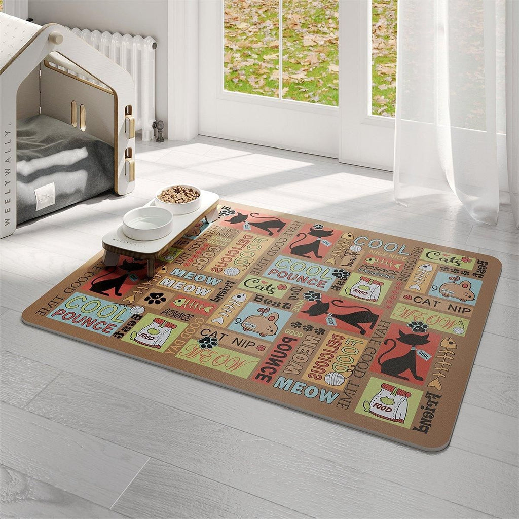 Waterproof Pet Floor Mat Carpet For Dog Cage Feeding Area Anti Slip Washable - Cat-White