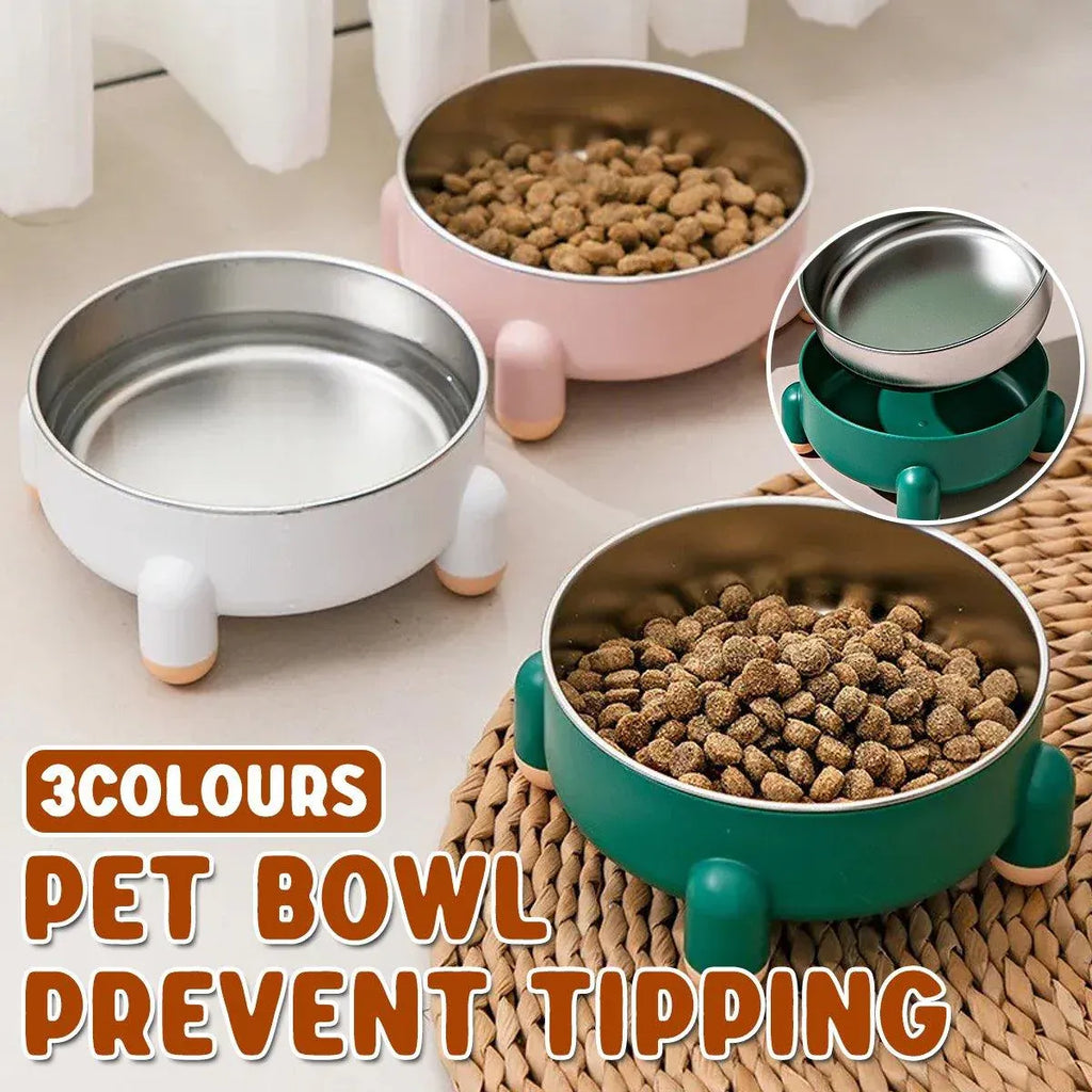 Anti-Tip Stainless Steel Dog Bowl Pet Basin for Dogs Cats Durable Feeding Dish - Green