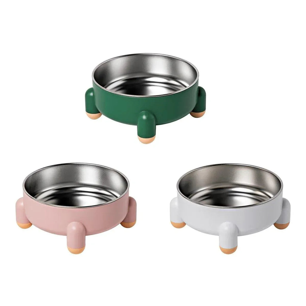 Anti-Tip Stainless Steel Dog Bowl Pet Basin for Dogs Cats Durable Feeding Dish - Green