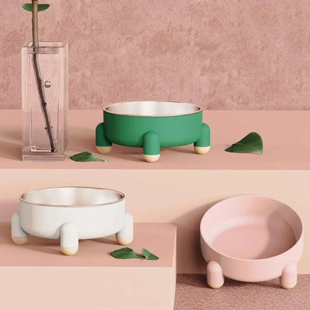 Anti-Tip Stainless Steel Dog Bowl Pet Basin for Dogs Cats Durable Feeding Dish - Green