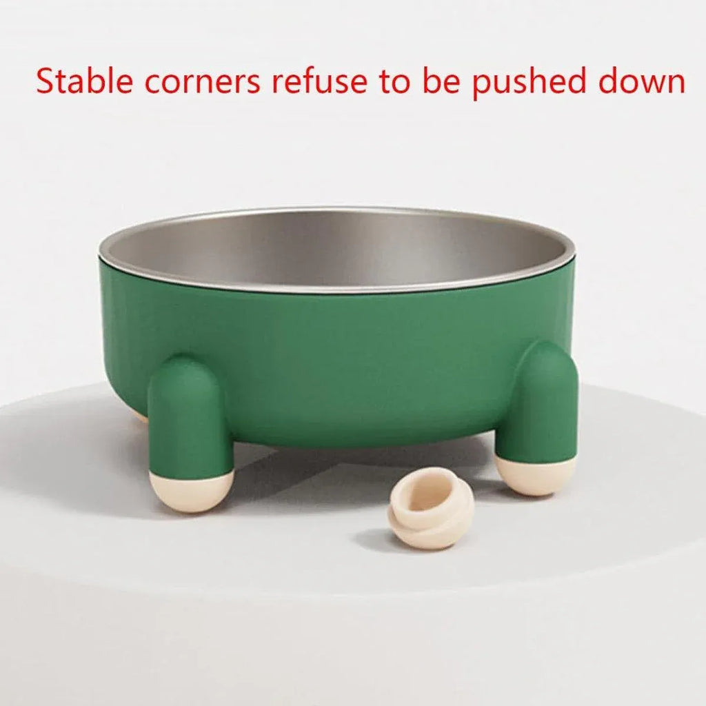 Anti-Tip Stainless Steel Dog Bowl Pet Basin for Dogs Cats Durable Feeding Dish - Green