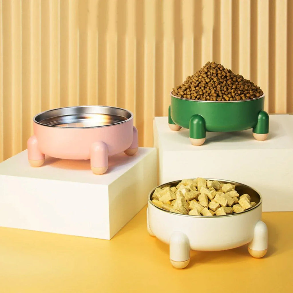 Anti-Tip Stainless Steel Dog Bowl Pet Basin for Dogs Cats Durable Feeding Dish - Green