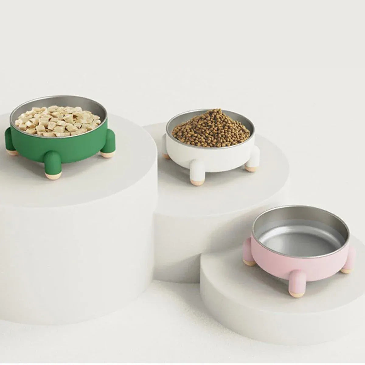 Anti-Tip Stainless Steel Dog Bowl Pet Basin for Dogs Cats Durable Feeding Dish - Green
