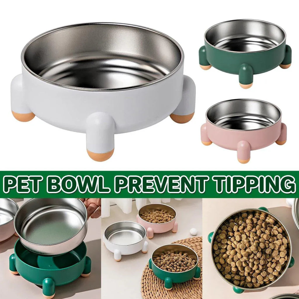 Anti-Tip Stainless Steel Dog Bowl Pet Basin for Dogs Cats Durable Feeding Dish - Pink