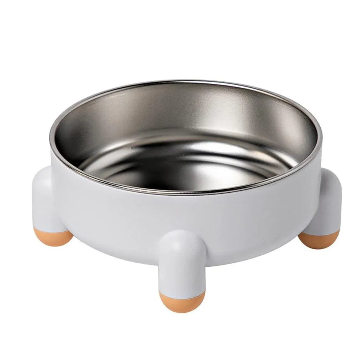 Anti-Tip Stainless Steel Dog Bowl Pet Basin for Dogs Cats Durable Feeding Dish - White