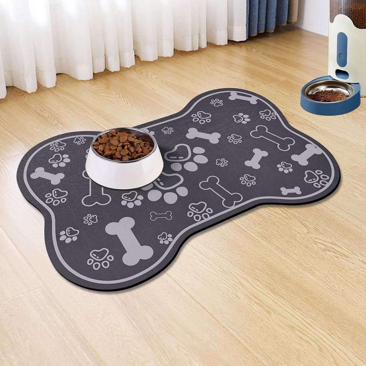 Pet Feeding Mat Non-slip Diatom Mud Absorbent Dirt-resistant Waterproof Placemat - Black-40x60cm