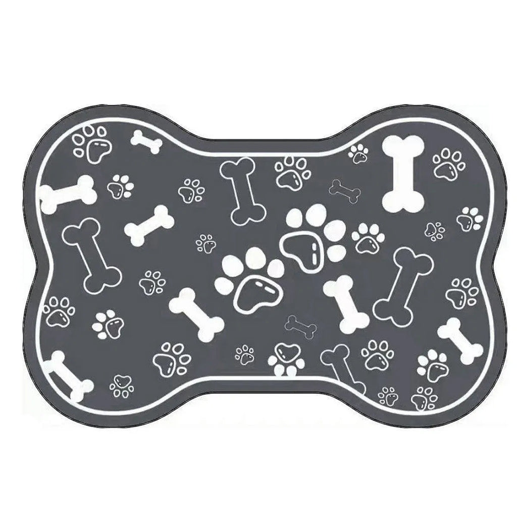Pet Feeding Mat Non-slip Diatom Mud Absorbent Dirt-resistant Waterproof Placemat - Black-50x80cm