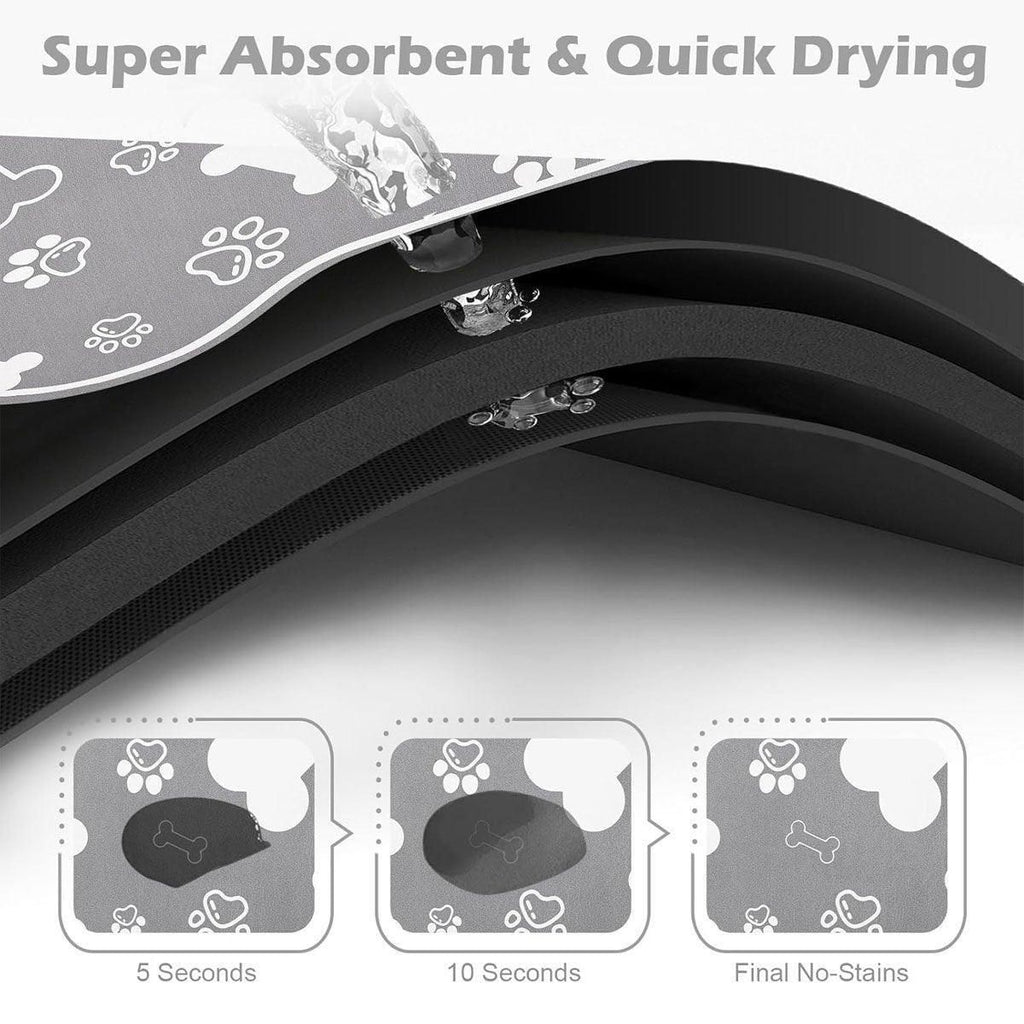 Pet Feeding Mat Non-slip Diatom Mud Absorbent Dirt-resistant Waterproof Placemat - Black-50x80cm