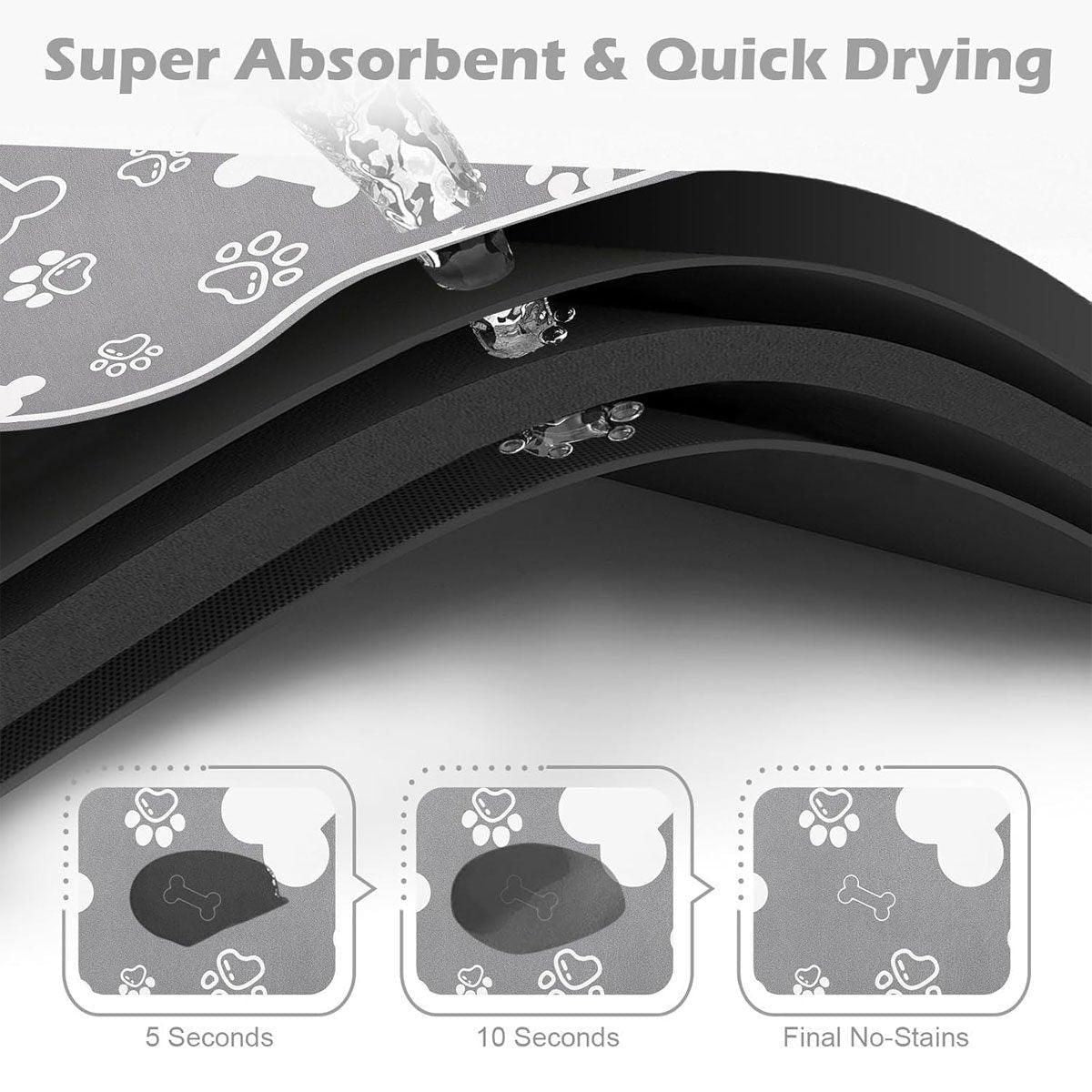 Pet Feeding Mat Non-slip Diatom Mud Absorbent Dirt-resistant Waterproof Placemat - Black-50x80cm