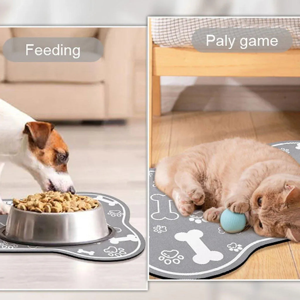 Pet Feeding Mat Non-slip Diatom Mud Absorbent Dirt-resistant Waterproof Placemat - Black-50x80cm