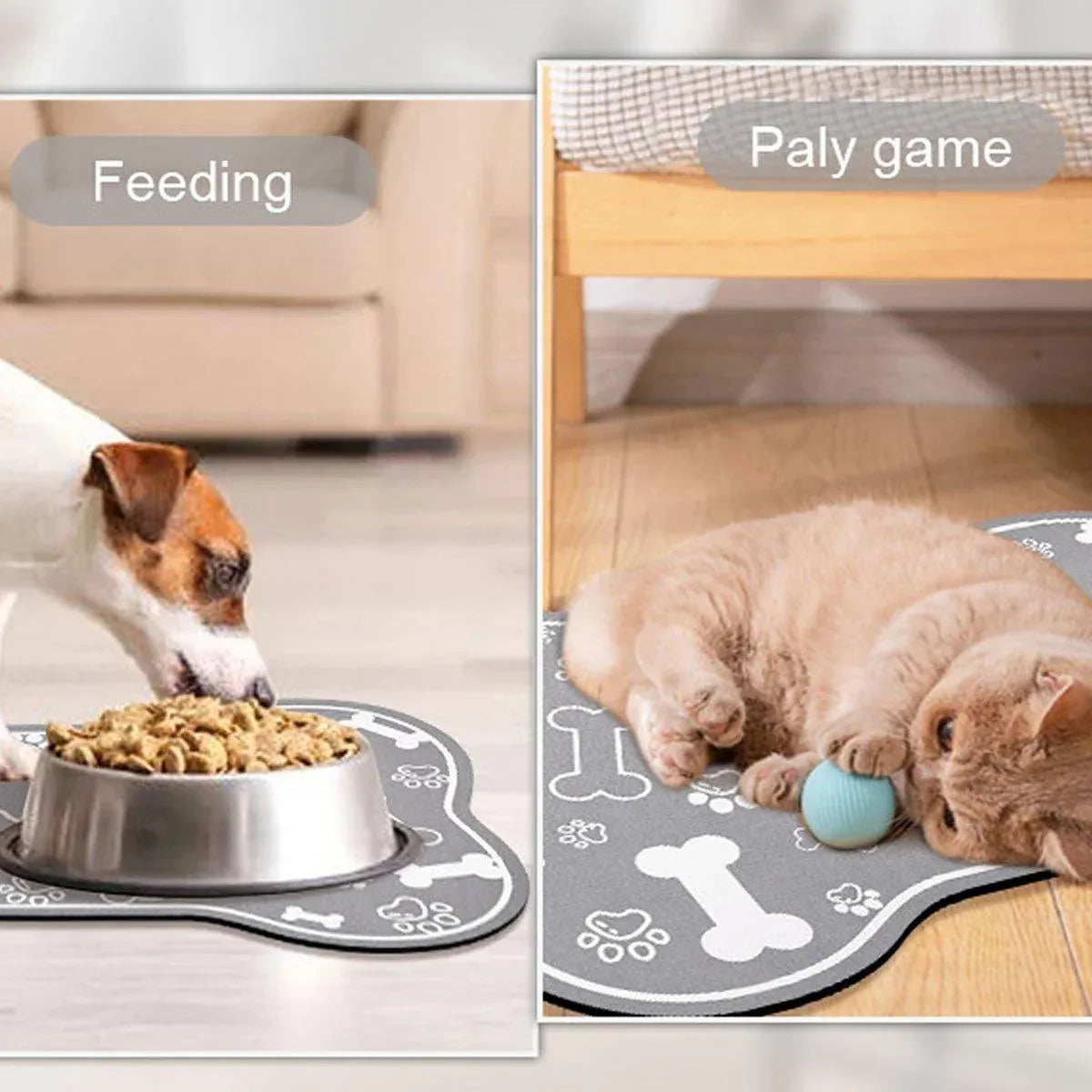 Pet Feeding Mat Non-slip Diatom Mud Absorbent Dirt-resistant Waterproof Placemat - Black-50x80cm