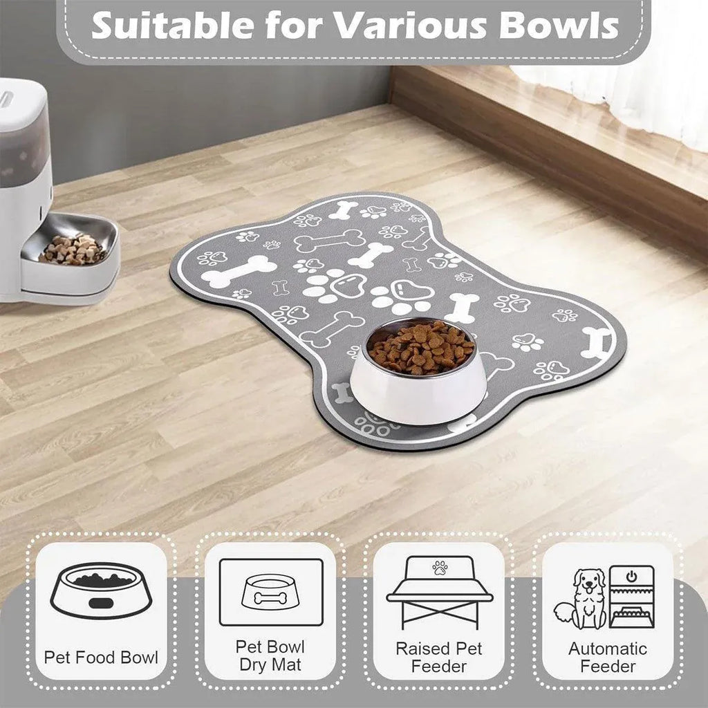 Pet Feeding Mat Non-slip Diatom Mud Absorbent Dirt-resistant Waterproof Placemat - Black-60x90cm