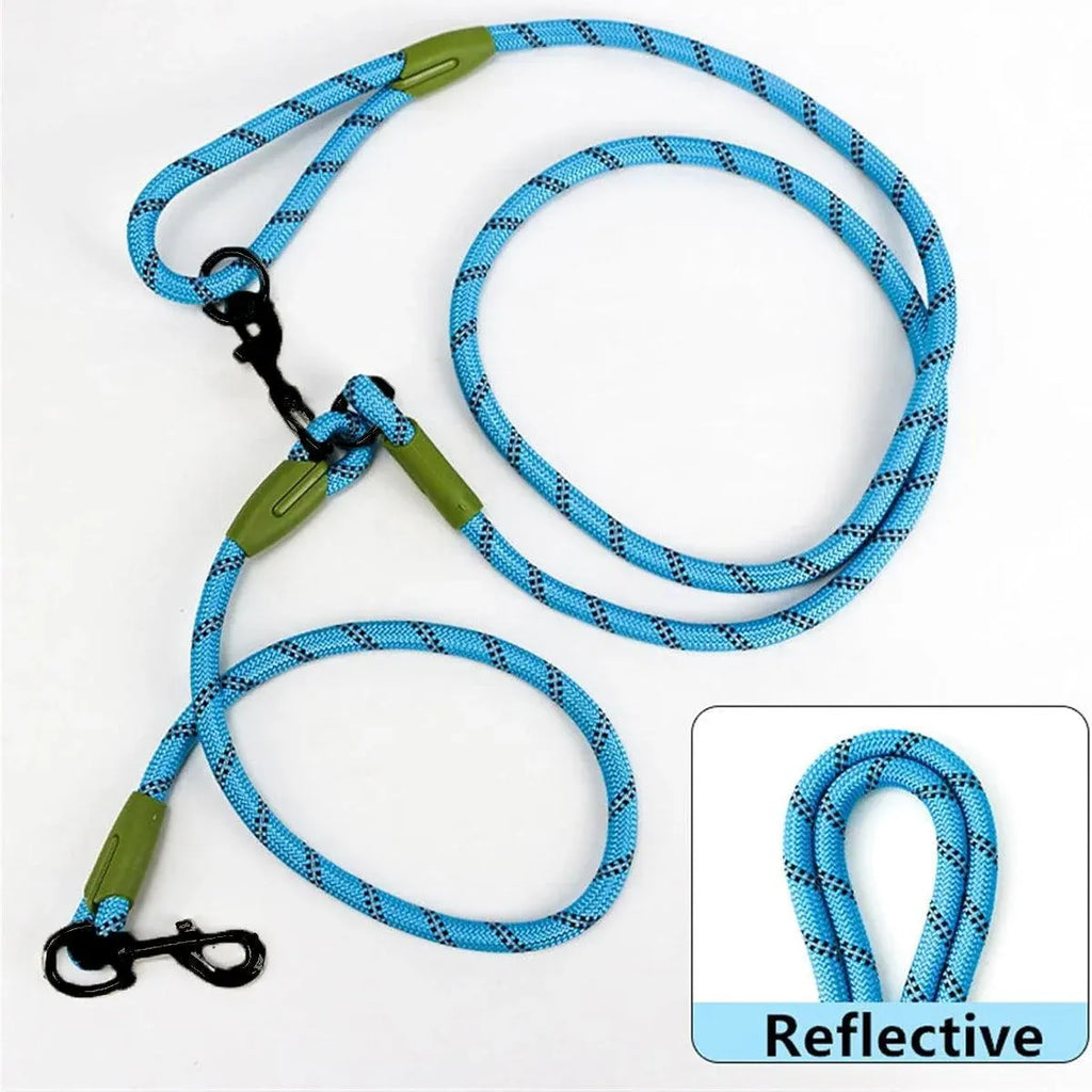 Adjustable Diagonal Dog Walking Leash Hands Free Crossbody Pet Lead Dogs - Blue