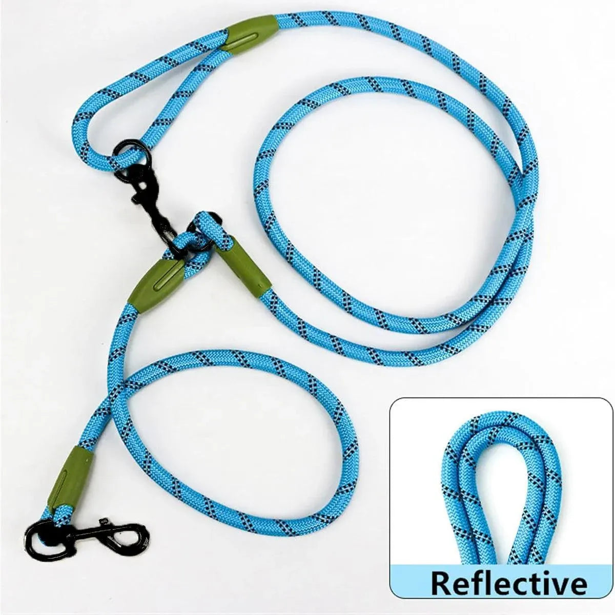 Adjustable Diagonal Dog Walking Leash Hands Free Crossbody Pet Lead Dogs - Blue
