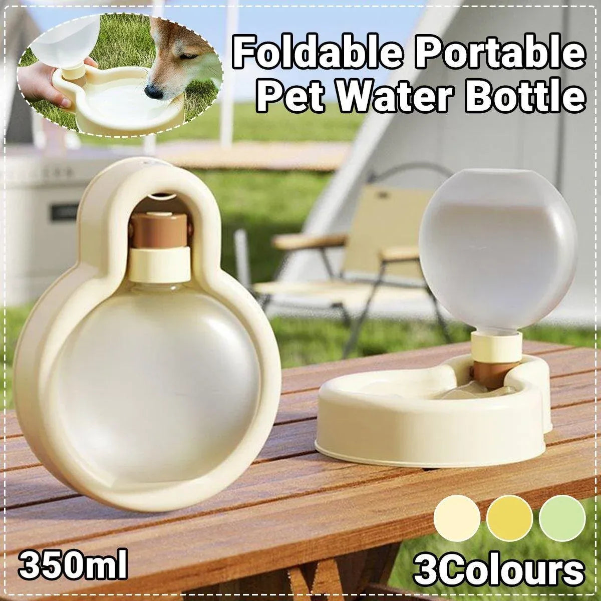 Portable Foldable Pet Water Cup Large Capacity Dog Bowl Puppy Travel Kettle - Yellow