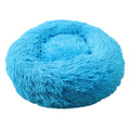 Blue 50cm Cozy Round Pet Bed - Plush Cat & Dog Bed with Non-Slip Base, Machine Washable