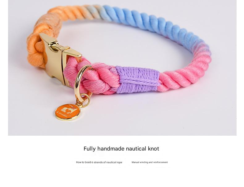 Handmade Gradient Rope Dog Collar & Leash Set - Green Swirl