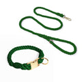 Handmade Gradient Rope Dog Collar & Leash Set - Moss Green