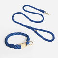 Handmade Gradient Rope Dog Collar & Leash Set - Navy Blue