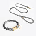 Handmade Rope Dog Collar and Leash Set - Storm Grey