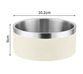 Beige and Silver Premium 304 Stainless Steel Pet Bowl (64oz) - Non-Slip, Anti-Tip Food & Water Dish for Dogs & Cats - Durable & Easy Clean